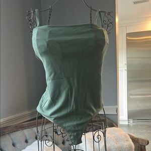 Free People Green Bodysuit with Spaghetti Straps